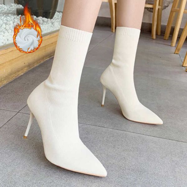 women's boots autumn winter stretch fabric sock mid-calf boots ladies thin high heels shoes pointed toe female pumps 2021 y1018, Black
women's boots autumn winter stretch fabric sock mid-calf boots ladies thin high heels shoes pointed toe female pumps 2021 y1018, Black