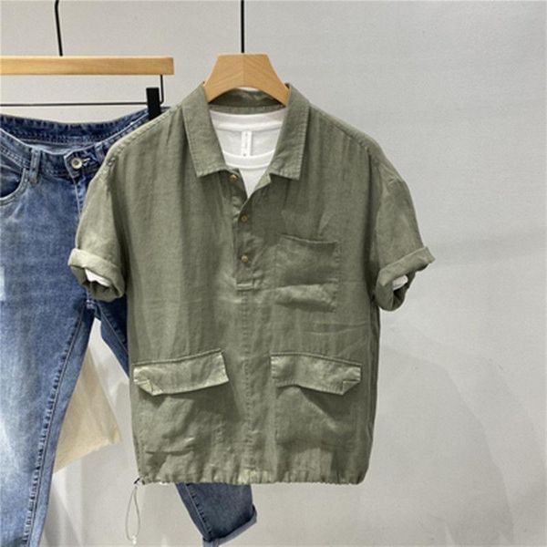 men's t-shirts 2021 japanese cotton and linen short-sleeved shirt loose tooling pocket hedging t-shirt, White;black
men's t-shirts 2021 japanese cotton and linen short-sleeved shirt loose tooling pocket hedging t-shirt, White;black