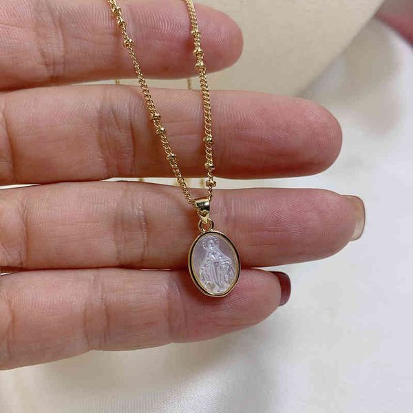 dainty small oval medal holy virgin mary pendant necklaces for women fashion natural mother of pearl shell neck chain jewelry, Silver
dainty small oval medal holy virgin mary pendant necklaces for women fashion natural mother of pearl shell neck chain jewelry, Silver