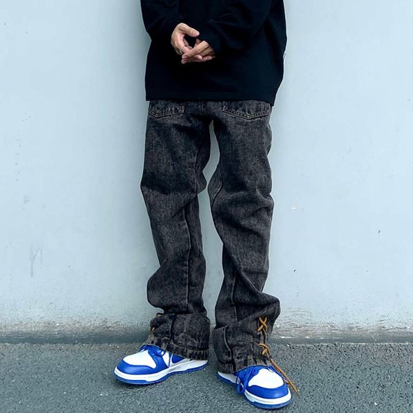 ankle lace up letter embroidery jeans men's washed retro straight baggy oversize denim trousers hip hop casual pants, Blue
ankle lace up letter embroidery jeans men's washed retro straight baggy oversize denim trousers hip hop casual pants, Blue