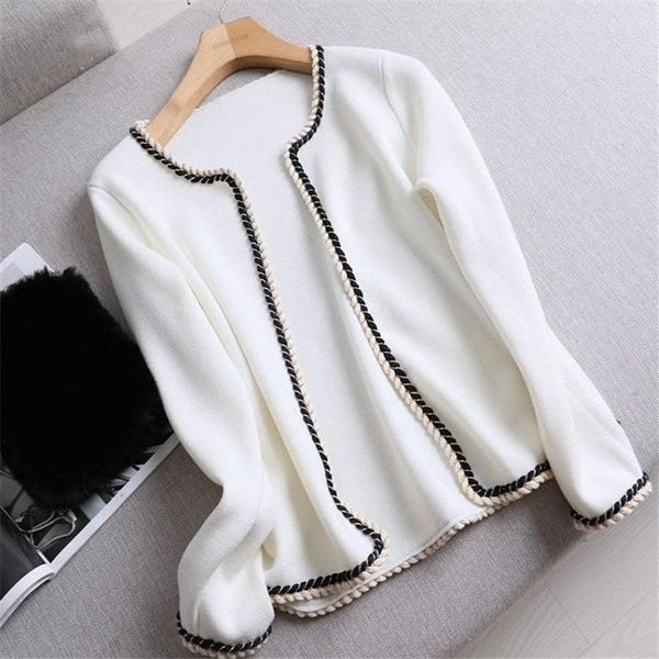 women's jackets vintage solid color knitted jacket women 2021 spring elegant long sleeve o-neck sweater cardigan korean jumper outwear, Black;brown
women's jackets vintage solid color knitted jacket women 2021 spring elegant long sleeve o-neck sweater cardigan korean jumper outwear, Black;brown