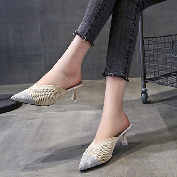 women slippers pointed toe ladies high heels summer spring shoes new knitted breathable female fashion sandals new 2021, Black
women slippers pointed toe ladies high heels summer spring shoes new knitted breathable female fashion sandals new 2021, Black