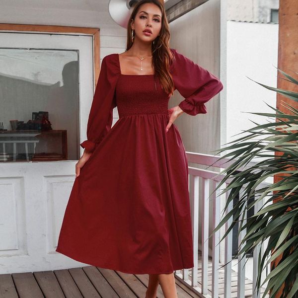 casual dresses women's solid flared long sleeve midi dress 2021 autumn fashion square collar big swing backless women, Black;gray
casual dresses women's solid flared long sleeve midi dress 2021 autumn fashion square collar big swing backless women, Black;gray