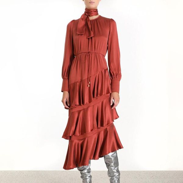 casual dresses 2021 spring satin chiffon dress women o-neck layers ruffles party long vintage a-line puff sleeve maxi cake, Black;gray
casual dresses 2021 spring satin chiffon dress women o-neck layers ruffles party long vintage a-line puff sleeve maxi cake, Black;gray