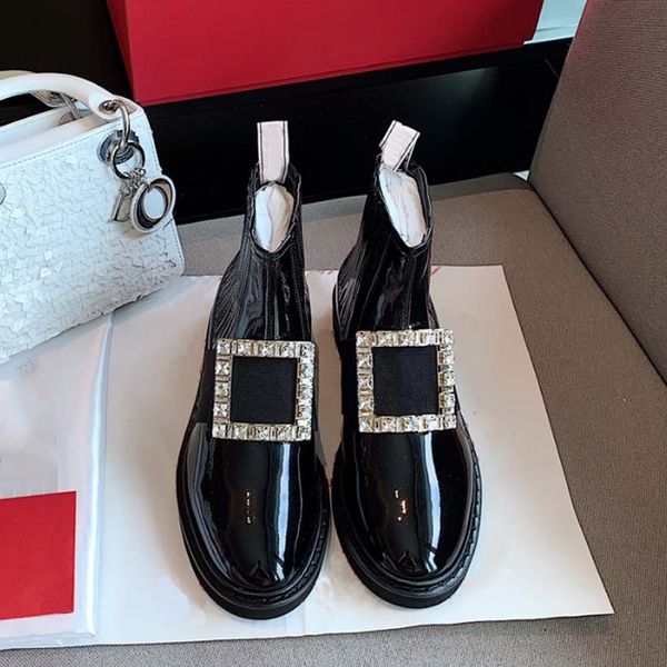 womens designer boots martin booties chelsea ankle boot with diamond buckle patent leather upper rubber sole lady women shoes, Black 
womens designer boots martin booties chelsea ankle boot with diamond buckle patent leather upper rubber sole lady women shoes, Black