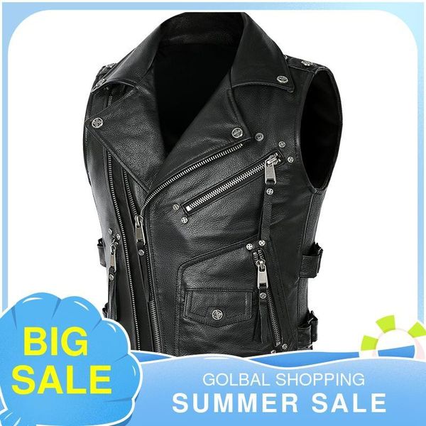 men's vests 2021 black men american style biker's leather vest plus size xxxxl genuine cowhide spring slim fit short motorcycle co, Black;white
men's vests 2021 black men american style biker's leather vest plus size xxxxl genuine cowhide spring slim fit short motorcycle co, Black;white