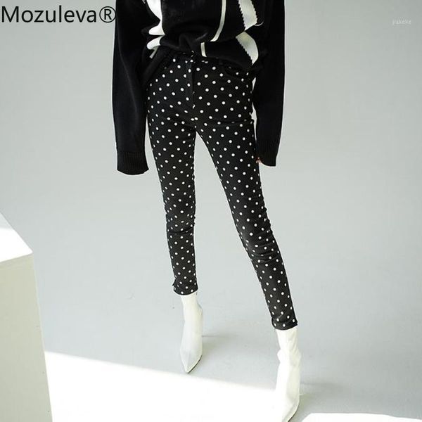 

mozuleva polka dot jeans for women skinny jeans high waist women pants 2019 stretch denim trousers female denim pencil pant1, Blue