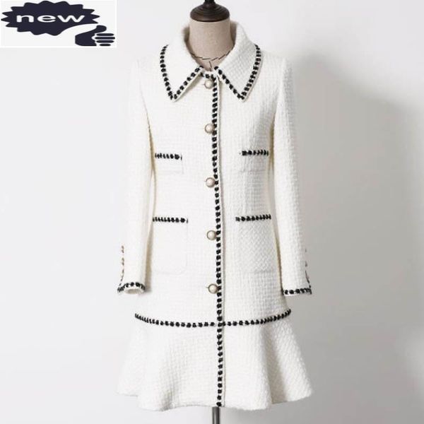 women's jackets autumn winter tweed women elegant slim fit white coat fashion office lady long sleeve pleated dress jacket female, Black;brown
women's jackets autumn winter tweed women elegant slim fit white coat fashion office lady long sleeve pleated dress jacket female, Black;brown