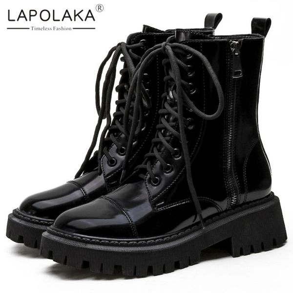 boots lapolaka fashion zipper ankle woman shoes platform comfortable thick heels cross-tied motorcycle booties female, Black
boots lapolaka fashion zipper ankle woman shoes platform comfortable thick heels cross-tied motorcycle booties female, Black