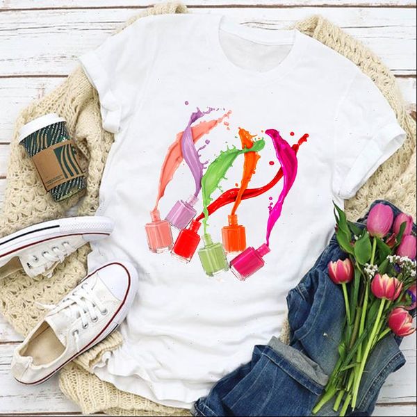 women t shirts graphic 3d finger nail paint colorful fashion printed tshirt female tee shirt o neck, White
women t shirts graphic 3d finger nail paint colorful fashion printed tshirt female tee shirt o neck, White