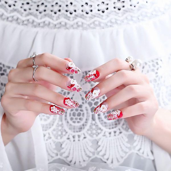false nails nail art 24pcs/set 3d flower artificial bride wedding red color lace fake full cover tips with back, Red;gold
false nails nail art 24pcs/set 3d flower artificial bride wedding red color lace fake full cover tips with back, Red;gold