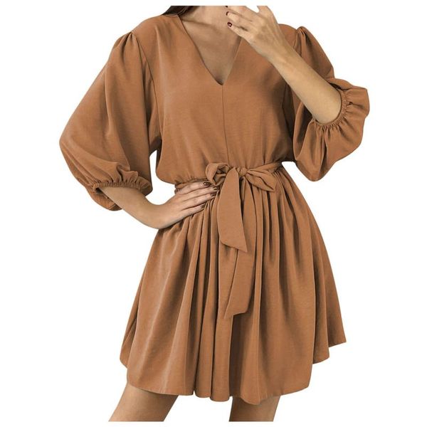 women's bandage dress three quarter solid color casual party loose mid waist mini dress vestidos de verano dress#yl10, Black;gray
women's bandage dress three quarter solid color casual party loose mid waist mini dress vestidos de verano dress#yl10, Black;gray