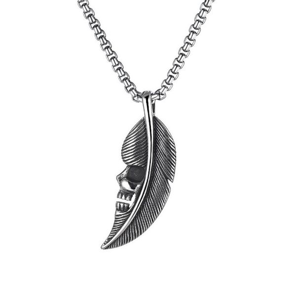 chains stainless steel vintage feather leaf skull gothic pendant necklace men's punk rock skeleton necklaces gift for him with chain, Silver
chains stainless steel vintage feather leaf skull gothic pendant necklace men's punk rock skeleton necklaces gift for him with chain, Silver