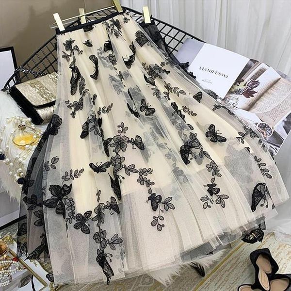 spring and summer high waist womens skirts embroidered fairy long pleated gauze heavy industry multi level, Black
spring and summer high waist womens skirts embroidered fairy long pleated gauze heavy industry multi level, Black