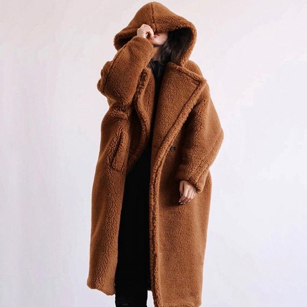 women's wool & blends women fashion turn-down collar hooded lambswool coat autumn winter thicken warm long overcoat female luxury overs, Black
women's wool & blends women fashion turn-down collar hooded lambswool coat autumn winter thicken warm long overcoat female luxury overs, Black