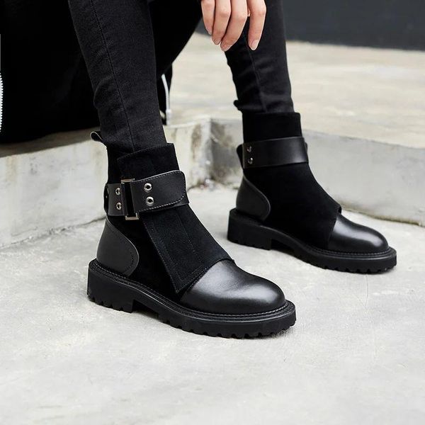 dress shoes men pu leather handmade buckle strap boots classic ankle casual fashion winter combat kr233, Black
dress shoes men pu leather handmade buckle strap boots classic ankle casual fashion winter combat kr233, Black