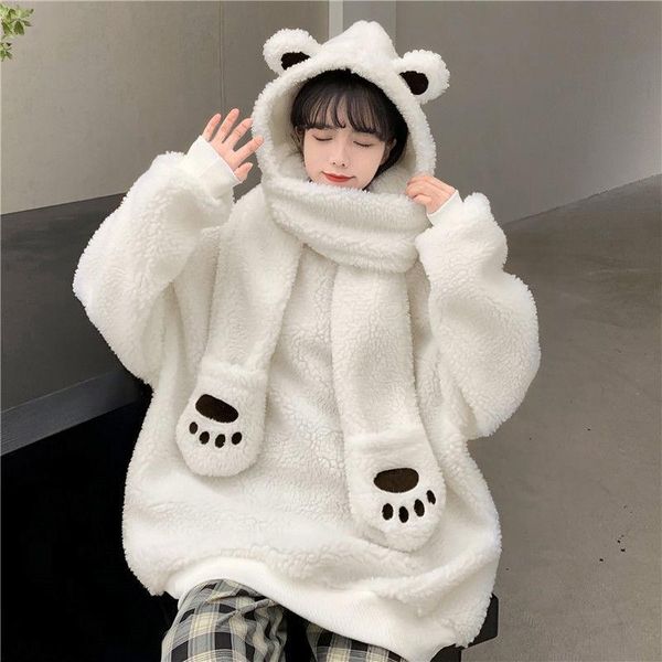 clothing sets soft warm bear ear scarf hat lamb cute sweatshirt women plus size velvet thick autumn winter loose coat ins style hoodies, White
clothing sets soft warm bear ear scarf hat lamb cute sweatshirt women plus size velvet thick autumn winter loose coat ins style hoodies, White