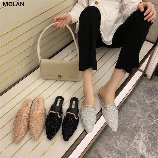 slippers molan brand designers 2021 fashion luxury bling crystal pointed toe flat slip on loafers mules flip flops casual, Black
slippers molan brand designers 2021 fashion luxury bling crystal pointed toe flat slip on loafers mules flip flops casual, Black