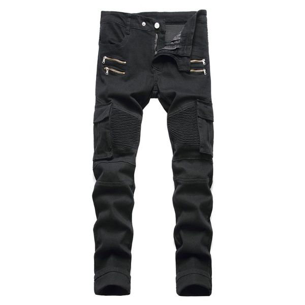 men's jeans pockets cargo biker slim straight stretch denim pants zippers pleated trousers black army green, Blue
men's jeans pockets cargo biker slim straight stretch denim pants zippers pleated trousers black army green, Blue
