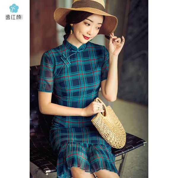 ethnic clothing yihongyan moon * mirror plaid cheongsam women's autumn dress improved, Red
ethnic clothing yihongyan moon * mirror plaid cheongsam women's autumn dress improved, Red