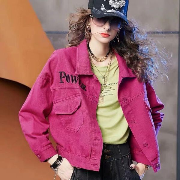 women's jackets women coat 2021 spring autumn cotton streetwear embroidery full solid turn-down collar loose short euro-america style, Black;brown
women's jackets women coat 2021 spring autumn cotton streetwear embroidery full solid turn-down collar loose short euro-america style, Black;brown