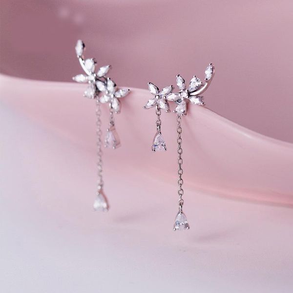 dangle & chandelier floral drop korean earrings for women wedding flower tassel earrings, crystal zircon bridesmaid jewelry gift, Silver
dangle & chandelier floral drop korean earrings for women wedding flower tassel earrings, crystal zircon bridesmaid jewelry gift, Silver