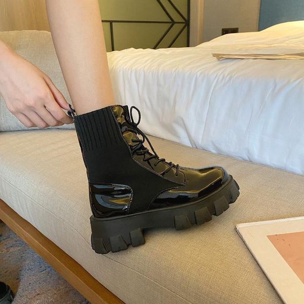 boots knitted women's women 2021 thick sole leather stitching elastic shoes waterproof platform high heel leg repair, Black
boots knitted women's women 2021 thick sole leather stitching elastic shoes waterproof platform high heel leg repair, Black