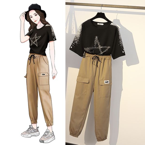 summer set 4xl t women casual two piece outfits plus size short sleeve cotton black tee shirt femme pants suit prkb, Black;brown
summer set 4xl t women casual two piece outfits plus size short sleeve cotton black tee shirt femme pants suit prkb, Black;brown