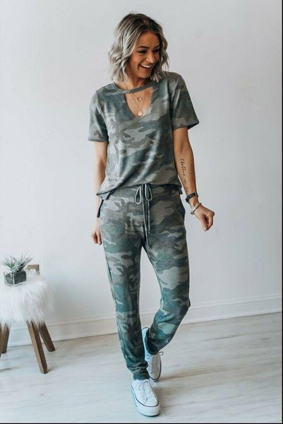 2pcs women camo tracksuit short sleeve pants leggings summer playsuit casual outfits clothing army green soft clothes, Gray
2pcs women camo tracksuit short sleeve pants leggings summer playsuit casual outfits clothing army green soft clothes, Gray