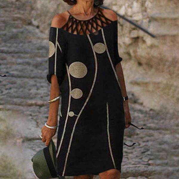 casual dresses women fashion dress loose half sleeve hollow out lady floral print round neck summer female woman clothing, Black;gray
casual dresses women fashion dress loose half sleeve hollow out lady floral print round neck summer female woman clothing, Black;gray