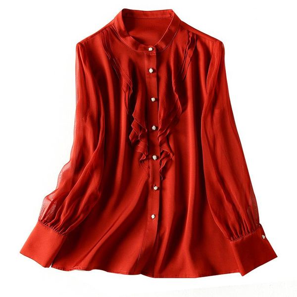 women's blouses & shirts 2021 early spring long sleeved high end real silk and for women fashion clothes, White
women's blouses & shirts 2021 early spring long sleeved high end real silk and for women fashion clothes, White
