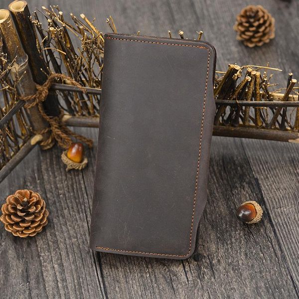 yourseason long men wallet genuine leather three fold multi-card position man 2021 retro crazy horse leather card holder purse, Red;black 
yourseason long men wallet genuine leather three fold multi-card position man 2021 retro crazy horse leather card holder purse, Red;black