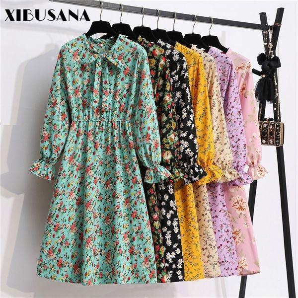 women floral printed casual chiffon dresses spring autumn female long sleeve bow collar vintage midi dress mujer vestidos 210316, Black;gray
women floral printed casual chiffon dresses spring autumn female long sleeve bow collar vintage midi dress mujer vestidos 210316, Black;gray