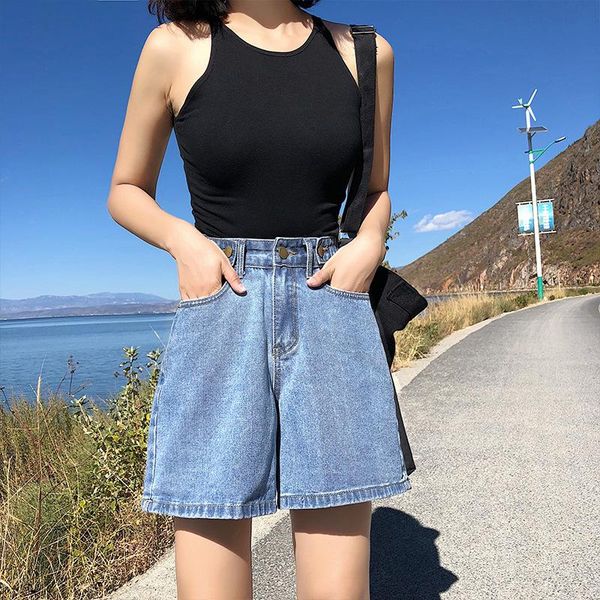 women's shorts high-waist denim summer thin loose all-match a-line wide-leg pants curling button zipper pockets cotton soft, White;black
women's shorts high-waist denim summer thin loose all-match a-line wide-leg pants curling button zipper pockets cotton soft, White;black