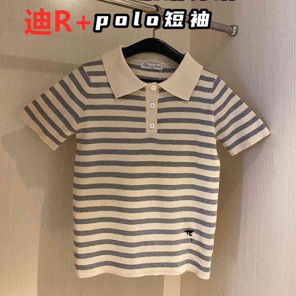 luxury design fashion r home summer striped knitted polo shirt elegant breathable women's lapel short sleeve t-shirt, White
luxury design fashion r home summer striped knitted polo shirt elegant breathable women's lapel short sleeve t-shirt, White