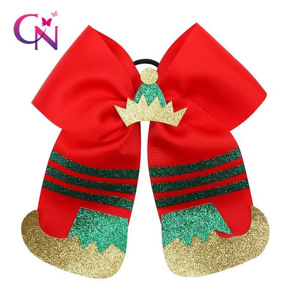 cn 7 " christmas cheer bow with elastic hair band for kids girls glitter hat shoes xmas hair bows festival accessories, Slivery;white
cn 7 " christmas cheer bow with elastic hair band for kids girls glitter hat shoes xmas hair bows festival accessories, Slivery;white