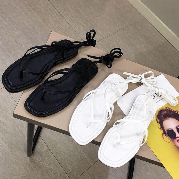 sandals 2021 cross tie leather women flat strap summer shoes female white square toe gladiator lady casual party beach, Black
sandals 2021 cross tie leather women flat strap summer shoes female white square toe gladiator lady casual party beach, Black