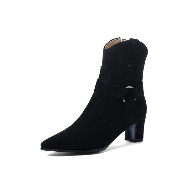boots oversized pointed women shoes ankle for ladies woman winter, Black