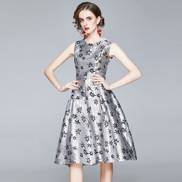 women designer spring luxury embroidery jacquard dress slivery vintage cocktail party robe female a-line tank dresses vestidos 210525, Black;gray
women designer spring luxury embroidery jacquard dress slivery vintage cocktail party robe female a-line tank dresses vestidos 210525, Black;gray