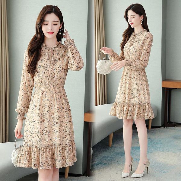 casual dresses mujer fashionable wild floral dress 2021 spring women's long-sleeved mid-length slim chiffon bottoming vestidos z613, Black;gray
casual dresses mujer fashionable wild floral dress 2021 spring women's long-sleeved mid-length slim chiffon bottoming vestidos z613, Black;gray