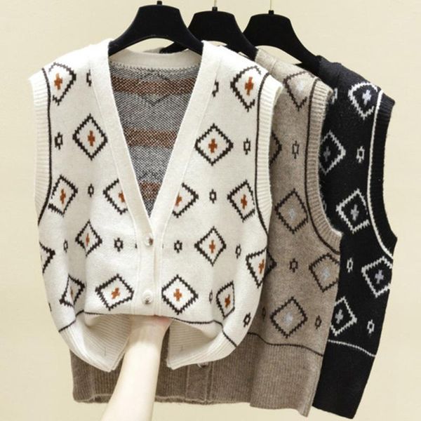 v-neck knitted luxury desinger jumper vest women's sweater pullover autumn and winter korean loose sleeveless sweaters, White;black
v-neck knitted luxury desinger jumper vest women's sweater pullover autumn and winter korean loose sleeveless sweaters, White;black
