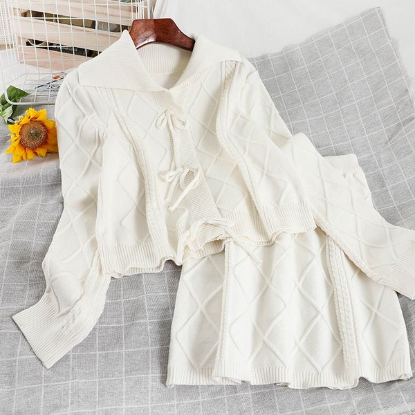 2021 spring new arrival white long sleeve lapel neck knitted sweater elastic women's skirt two pieces assembly o9ll, Black;gray
2021 spring new arrival white long sleeve lapel neck knitted sweater elastic women's skirt two pieces assembly o9ll, Black;gray