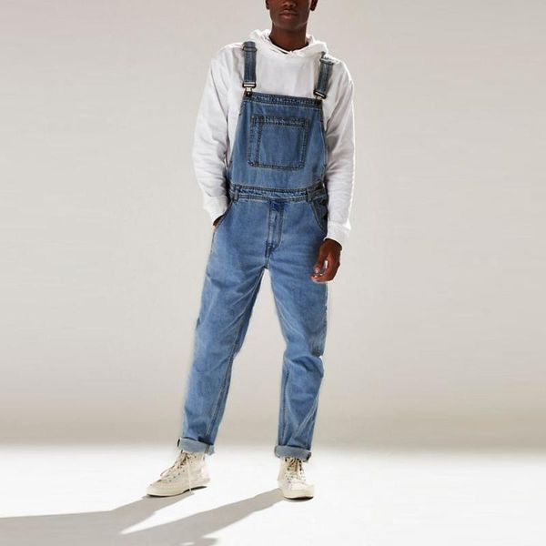 men's jeans bib pants denim overalls pocket solid fashion full length suspender men streetwear casual, Blue
men's jeans bib pants denim overalls pocket solid fashion full length suspender men streetwear casual, Blue