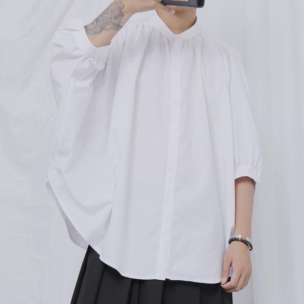 men's casual shirts half sleeve shirt spring and summer stand-up collar solid color bat loose large size, White;black
men's casual shirts half sleeve shirt spring and summer stand-up collar solid color bat loose large size, White;black