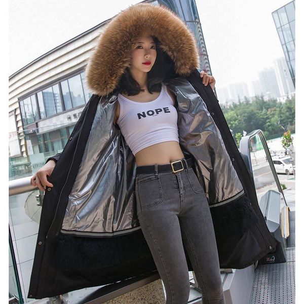 women's fur & faux long parka jacket female winter real coat fashion luxurious overcoat 2021 arrival, Black
women's fur & faux long parka jacket female winter real coat fashion luxurious overcoat 2021 arrival, Black