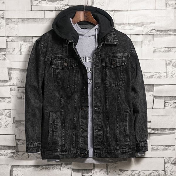 new autumn retro-loose fashion with hood denim casual black washed cowboy outerwear male jacket xqm5, Black;brown
new autumn retro-loose fashion with hood denim casual black washed cowboy outerwear male jacket xqm5, Black;brown