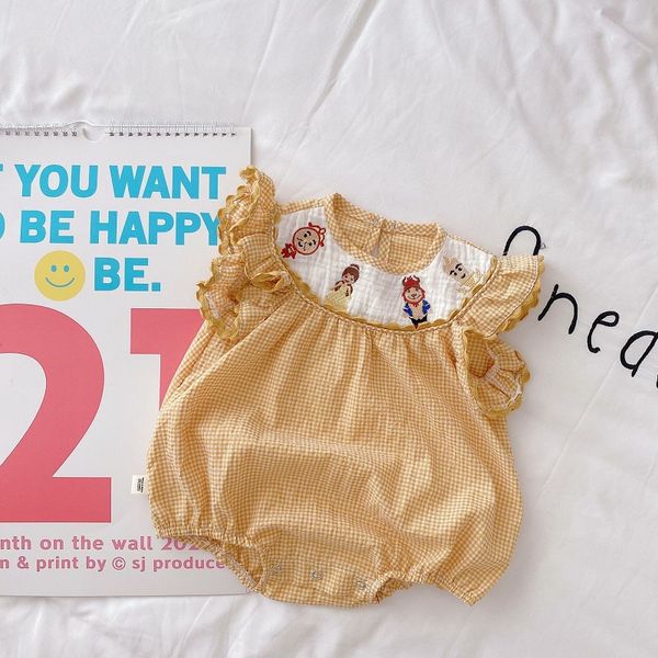 0-2years cute newborn baby girl embroidery pattern white and yellow plaid cotton bodysuit romper sunsuit summer infant clothes, Blue
0-2years cute newborn baby girl embroidery pattern white and yellow plaid cotton bodysuit romper sunsuit summer infant clothes, Blue