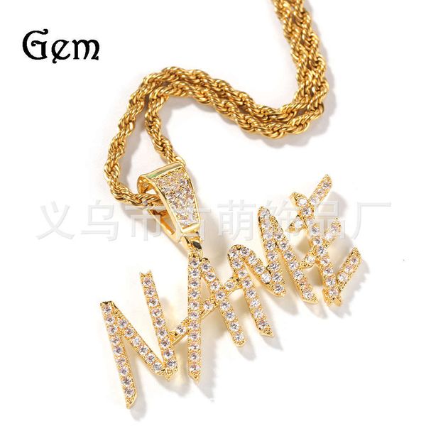hip hop grass letters stitching fashion simple micro set zircon diy pendant lovers necklace, Silver
hip hop grass letters stitching fashion simple micro set zircon diy pendant lovers necklace, Silver