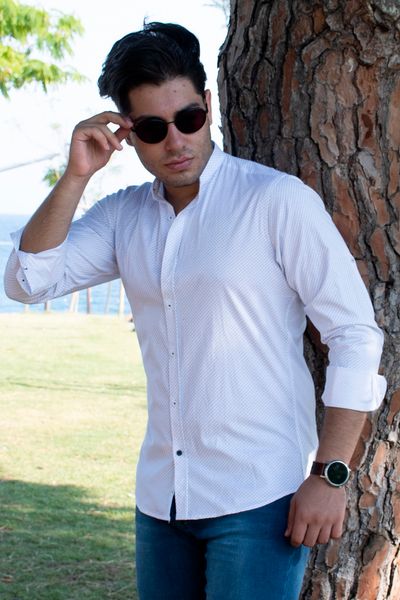 white men 's sports shirt 100 cotton dot pattern slim fit long spring summer autumn winter business party 1904259 2lh6, White;black
white men 's sports shirt 100 cotton dot pattern slim fit long spring summer autumn winter business party 1904259 2lh6, White;black