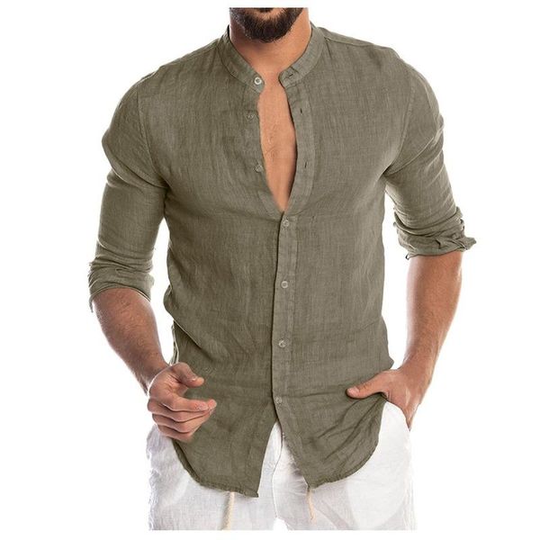 men's casual shirts long sleeve mens slim-fit stand-collar single breasted summer plus size linen men, White;black
men's casual shirts long sleeve mens slim-fit stand-collar single breasted summer plus size linen men, White;black